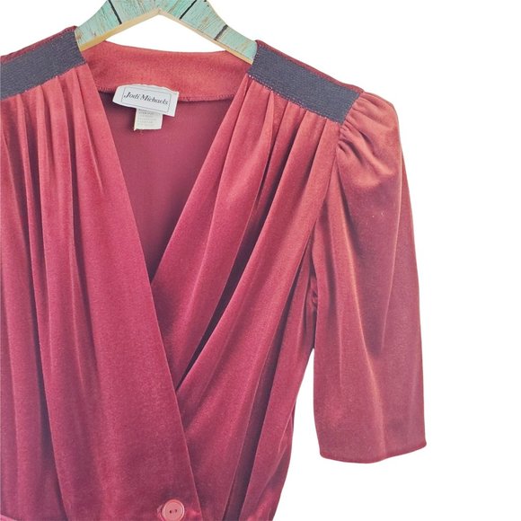 Vintage 1980's Jodi Michaels Belted Velvet Rhinestone Short Sleeve Jumper, 9/10 - Picture 6 of 12